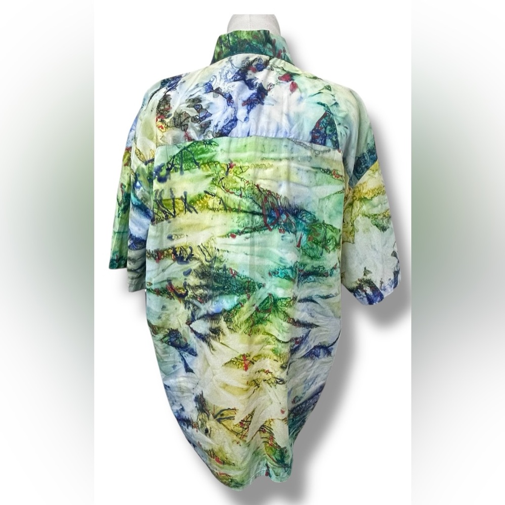 Sambisari Mens Button Down Shirt Casual Colorful Art To Wear Ice Dyed Streetwear - Picture 7 of 13